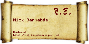 Nick Barnabás névjegykártya