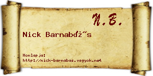Nick Barnabás névjegykártya