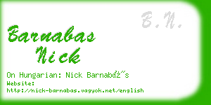 barnabas nick business card